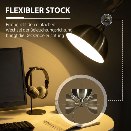 Lampadaire Vintage Métal Laiton, Abat-jour Réglable, Pied Flexible, 42x25,5x152 Cm