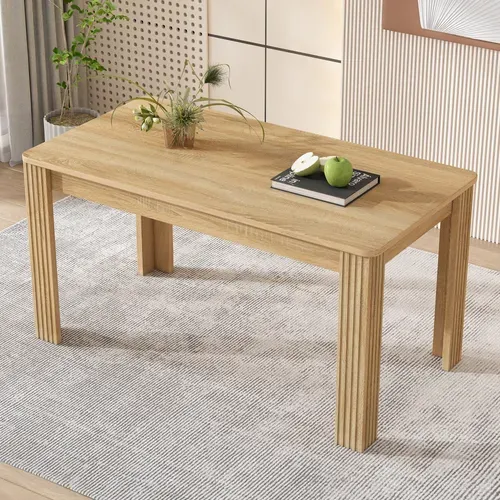 Table De Salle à Manger Effet Bois Chêne Design Moderne, 130 Kg Charge