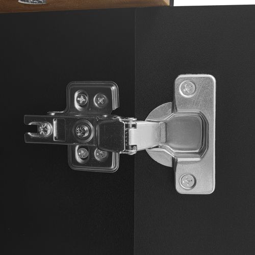 Meuble TV 160x39x49,5cm, 3 Portes, Mdf+panneaux De Particules, Pieds En Bois Massif, Bois Et Noir