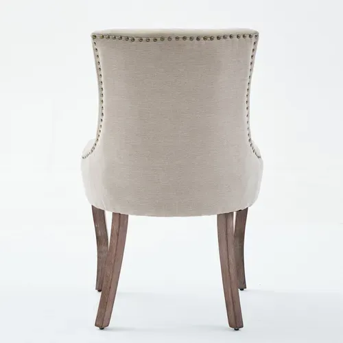 Lot De 2 Chaises De Salle à Manger 55x61x92,5cm, Pieds En Bois Massif, Chenille Beige