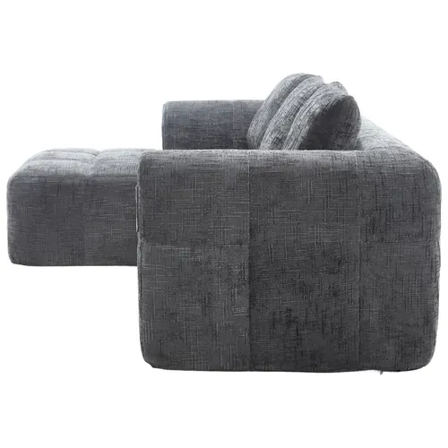 Canapé D'angle Modulable 3 Places, Rangement Latéral, Style Moderne, Revêtement Chenille - Gri's