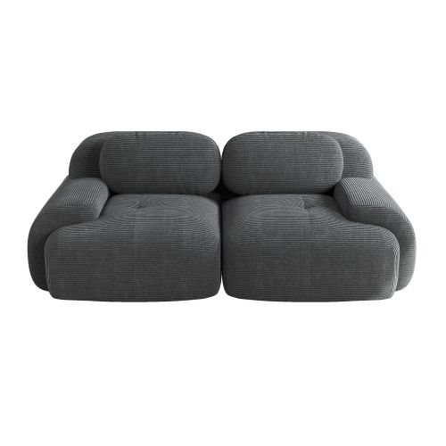 Canapé En Velours Côtelé Gris, Canapé Modulaire Avec Accoudoirs Incurvés Et Dessous Antidérapant