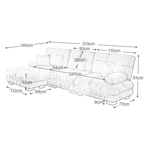 Canapé D'angle Modulaire, Canapé En L Pour Salon, Avec Repose-pieds, En Chenille, Gris