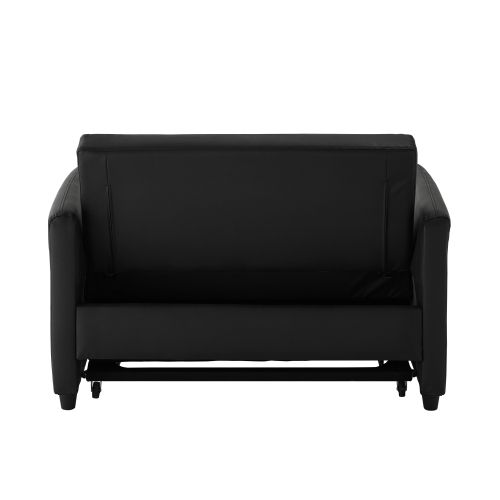 Canapé 2 Places, Canapé Noir Avec Fonction Gigogne Et Dossier Réglable Sur 3 Niveaux