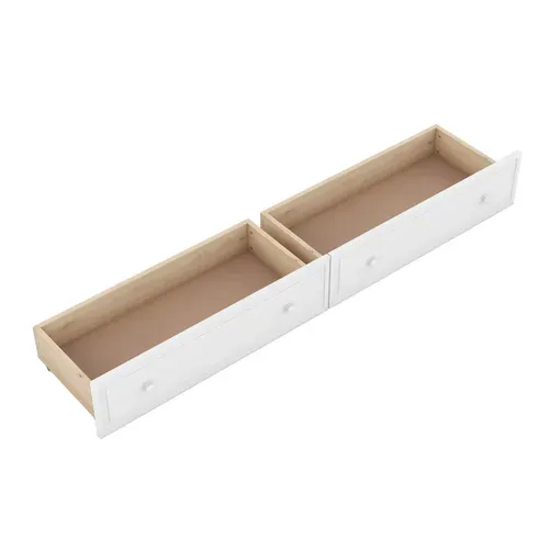 Lit Superposé 90x200cm, Lit Enfant, 2 Tiroirs, Escalier, Barrières, Sommiers, Pin, Mdf, Blanc