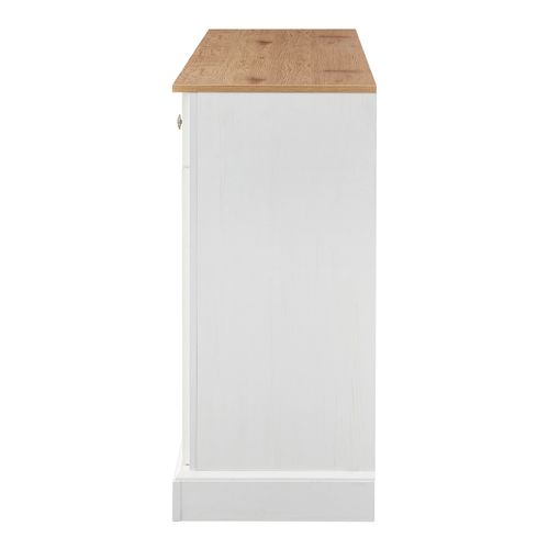 Buffet 150x40x86 Cm Avec 4 Portes Et 2 Tiroirs, Panneaux De Particules, Blanc Antique Et Naturel