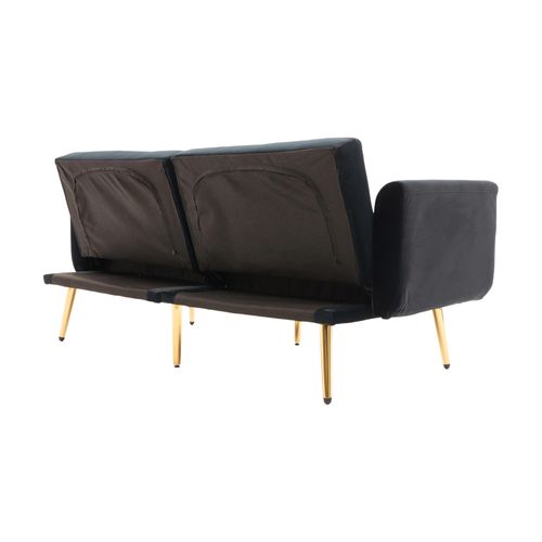 Canapé Convertible 2 Places 165x72,5x75 Cm, Canapé-lit, Dossier Réglable, Velours Noir