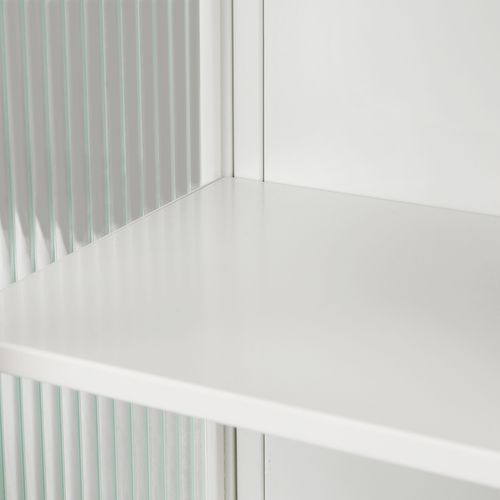 Armoire De Toilette 60x23x78cm, 2 Portes En Verre,  Design Simple, Étagère, Métal+verre, Blanc