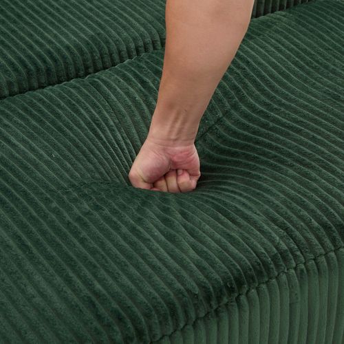 Fauteuil 147x110x67cm, Poche Latéral, Repose-pied, Base à Ressort, Velours Côtelé, Vert