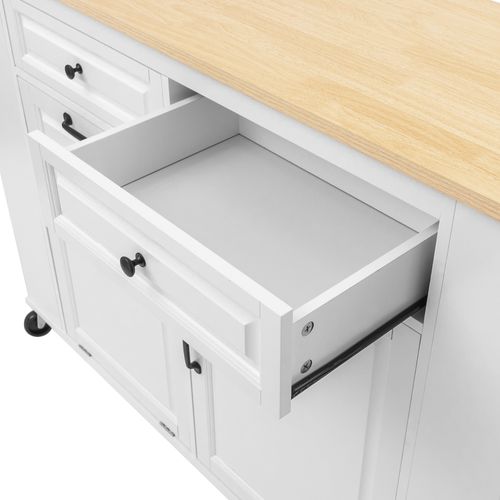 Îlot De Cuisine Avec Roulettes, 120x70x92 Cm,1 Compartiment Pour Poubelle, 1 Multiprise,mdf Blanc