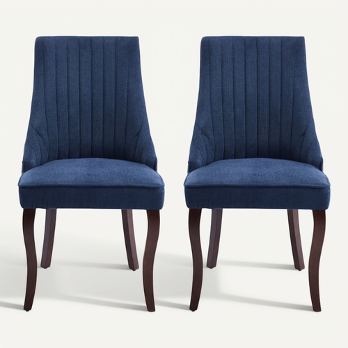 Chaises De Salle à Manger En Chenille 50 X 64 X 95,5 Cm, Lot De 2, Pieds En Bois Massif, Bleu