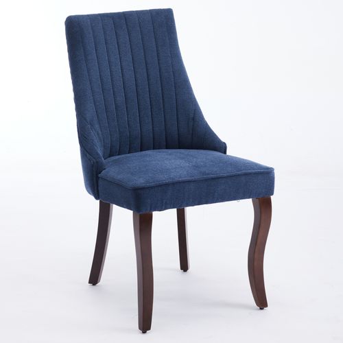 Chaises De Salle à Manger En Chenille 50 X 64 X 95,5 Cm, Lot De 2, Pieds En Bois Massif, Bleu