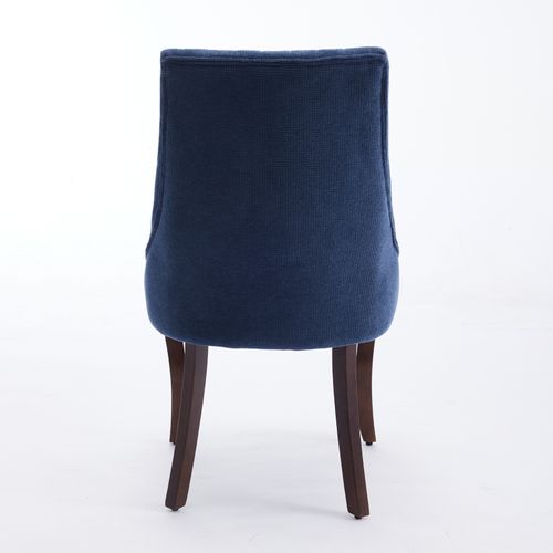 Chaises De Salle à Manger En Chenille 50 X 64 X 95,5 Cm, Lot De 2, Pieds En Bois Massif, Bleu