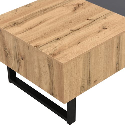 Table Basse Coulissante 155x55x22 Cm Avec Rangement Caché, Métal+aggloméré, Bois Et Anthracite