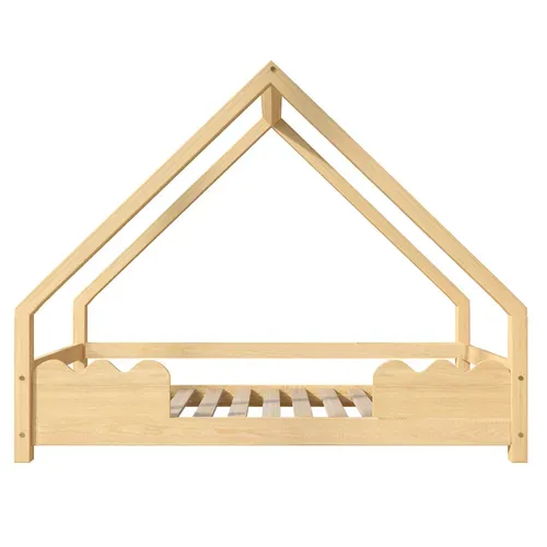 Lit Cabane Lit Enfant, 90 X 200 Cm Avec Protection Anti-chute, Finition Bois