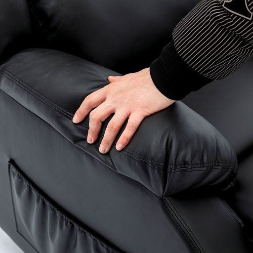 Fauteuil Relax Avec Repose-pieds Et Appui-tête Réglable, Cuir Pu, Structure Métal - Noir