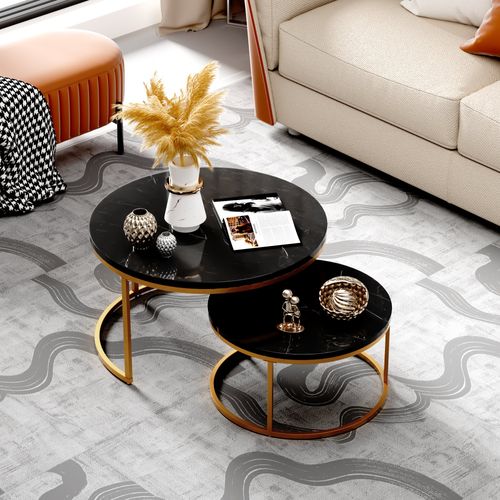 Set Tables Basses Chêne Lot De 2 Tables Basses Soayone - Métal Noir Et Plateau Chêne - 70x70cm & 50x50cm - Design Moderne Rangement Pratique Empilable Set Tables Basses Chêne Lot De 2 Tables Basses Soayone - Métal Noir Et Plateau Chêne - 70x70cm & 50x50cm - Design Moderne Rangement Pratique Empilable