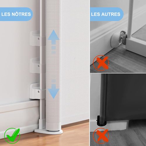 Barrière De Sécurité Rétractable à 180 Cm Blanc - Double Verrouillage à Une Main