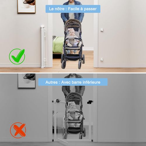 Barrière De Sécurité Rétractable à 180 Cm Blanc - Double Verrouillage à Une Main