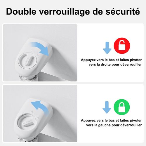 Barrière De Sécurité Rétractable à 140 Cm Gris - Double Verrouillage à Une Main