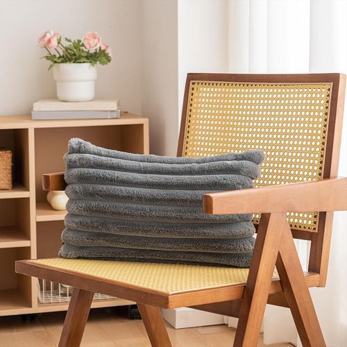 Taie D'oreiller En Velours Gris 30 X 50 Cm - Lot De 2 - Housse Simple Face