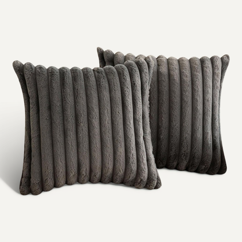 Taie D'oreiller En Velours Gris 45 X 45 Cm - Lot De 2 - Housse Simple Face