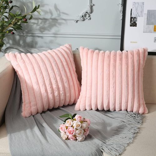 Taie D'oreiller En Velours Rose 45 X 45 Cm - Lot De 2 - Housse Simple Face