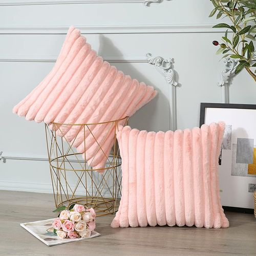 Taie D'oreiller En Velours Rose 45 X 45 Cm - Lot De 2 - Housse Simple Face
