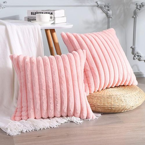 Taie D'oreiller En Velours Rose 45 X 45 Cm - Lot De 2 - Housse Simple Face