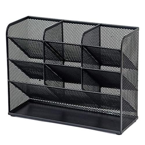 Organiseur De Bureau 10 Compartiments En Métal – Rangement Fournitures Et Accessoires