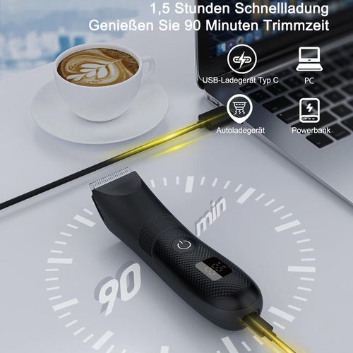 Tondeuse Corps Homme Étanche Ipx7 – Rasoir Intime Avec Lame Céramique Et LED