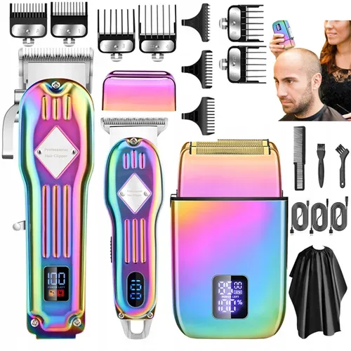 Kit Tondeuse Cheveux Professionnel Homme – Rasoir Grille, Tondeuse Précision, Écran LCD