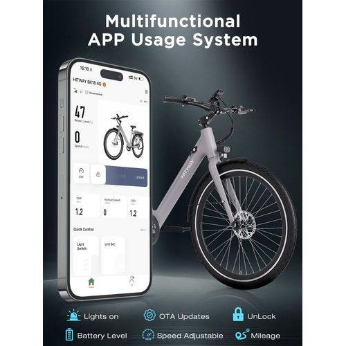Hitway Vélo électrique 700c, 250w Vae Urbain, Batterie 36v 10.4ah Amovible, Autonomie 40–80 Km