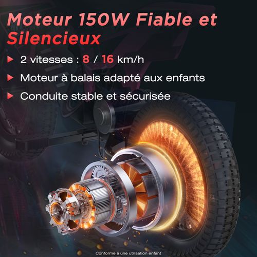 Moto électrique Enfant Rose 150w, 2 Vitesses 8–16 Km/h, Pneus Tout-terrain 12”