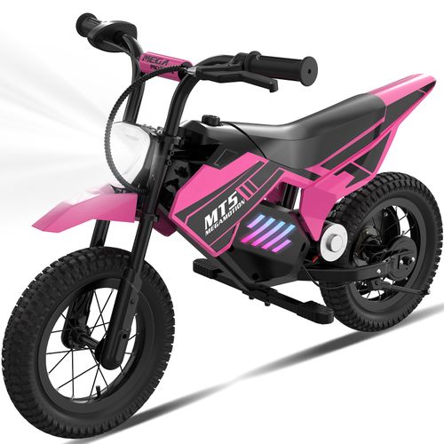 Moto électrique Enfant Rose 150w, 2 Vitesses 8–16 Km/h, Pneus Tout-terrain 12”