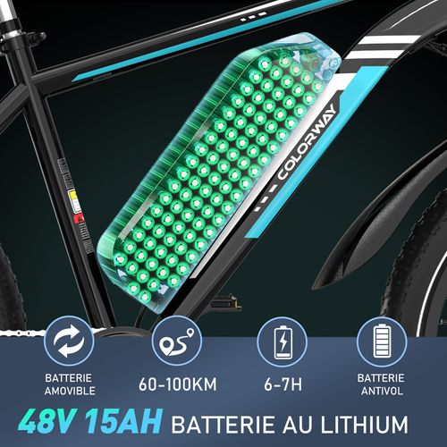 Vélo électrique Vae, Vtt électrique, 26"x4.0 Ville E-bike, Batterie 48v15ah, 7 Vitesses