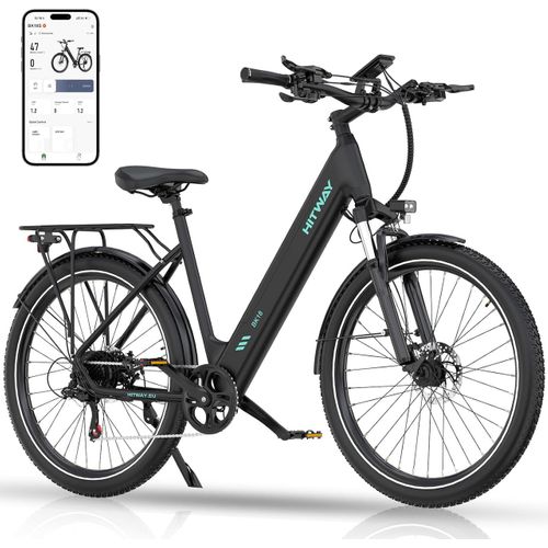 Vélo électrique Vae Noir, Vtt électrique, 27.5" Ville E-bike, Batterie 36v13ah, 7 Vitesses