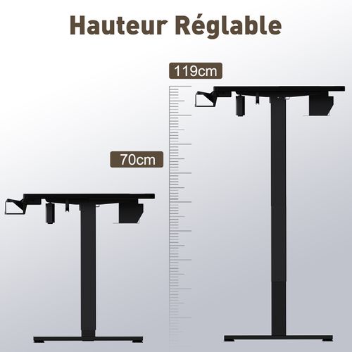 Bureau Assis Debout 120x60cm,fonction Mémoire Et Anti-collision,port USB Et Type C,70-119cm