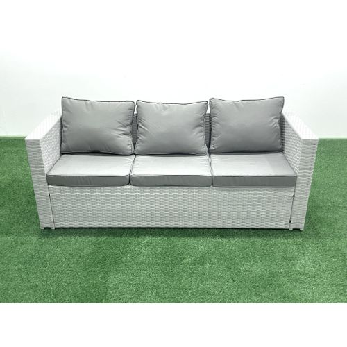 Salon De Jardin Exterieur En Résine 8 Places Avec Canapé 2 Petits Tabourets Gris Clair Mixte