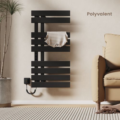 Sèche-serviettes Électrique De Salle De Bain 1000x500 Mm, 350w, Porte-serviettes Chauffant, Noir