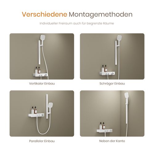 Colonne De Douche Thermostatique Blanc Mat Design Minimaliste Séparé