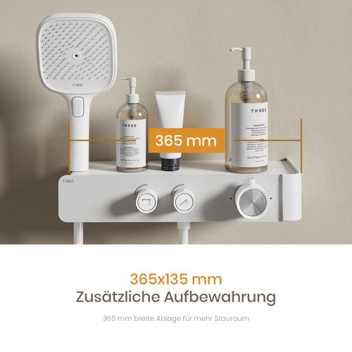 Colonne De Douche Thermostatique Blanc Mat Design Minimaliste Séparé