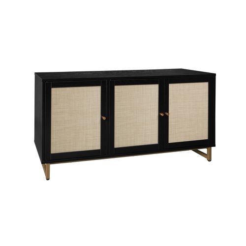 Buffet En Rotin Style Bohème - Meuble De Rangement Avec Portes Tressées, étagères Réglables, Pour Cuisine Ou Salle à Manger - 2