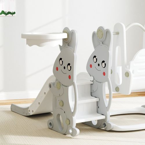 Toboggan 8 En 1 Pour Enfants Avec Panier De Basket, Tunnel En Arche Et Telescope Structure Descalade Double Toboggan Pehd 86451916