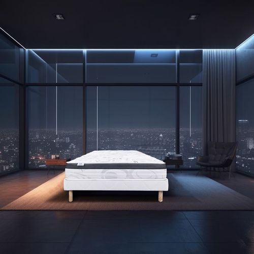 Ensemble Matelas + Sommier - Sleeplux - 160 X 200 Cm - Tapissier - Ferme - Face Été/hiver