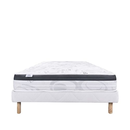 Ensemble Matelas + Sommier - Sleeplux - 160 X 200 Cm - Tapissier - Ferme - Face Été/hiver