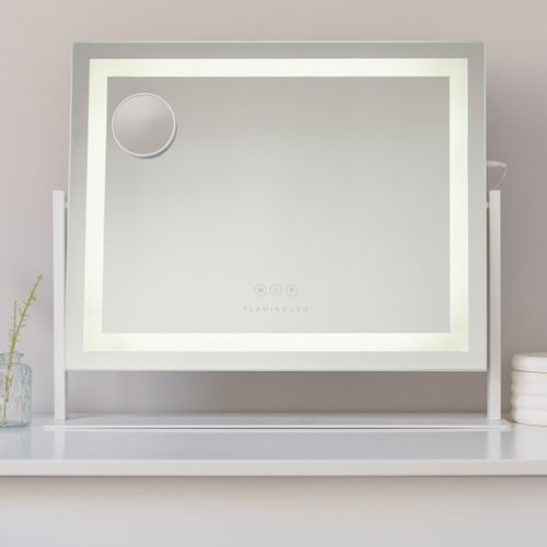 Miroir Lumineux, Bande LED, 3 Modes, Réglable, Blanc, Métal, 64 X 54,5 X 12 Cm