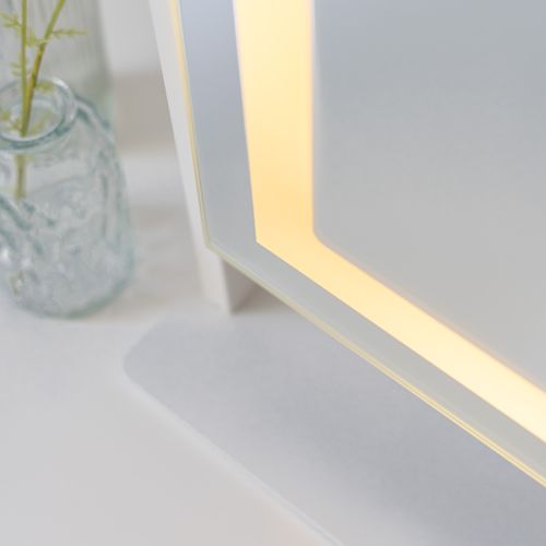 Miroir Lumineux, Bande LED, 3 Modes, Réglable, Blanc, Métal, 64 X 54,5 X 12 Cm