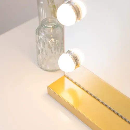 Miroir Maquillage Lumineux, 15 LED, 3 Modes, Doré, Métal, 58 X 48 X 12 Cm