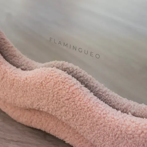 Grand Miroir Sur Pied Asymétrique, Rose, Tissu Teddy, 160 X 60 X 4 Cm